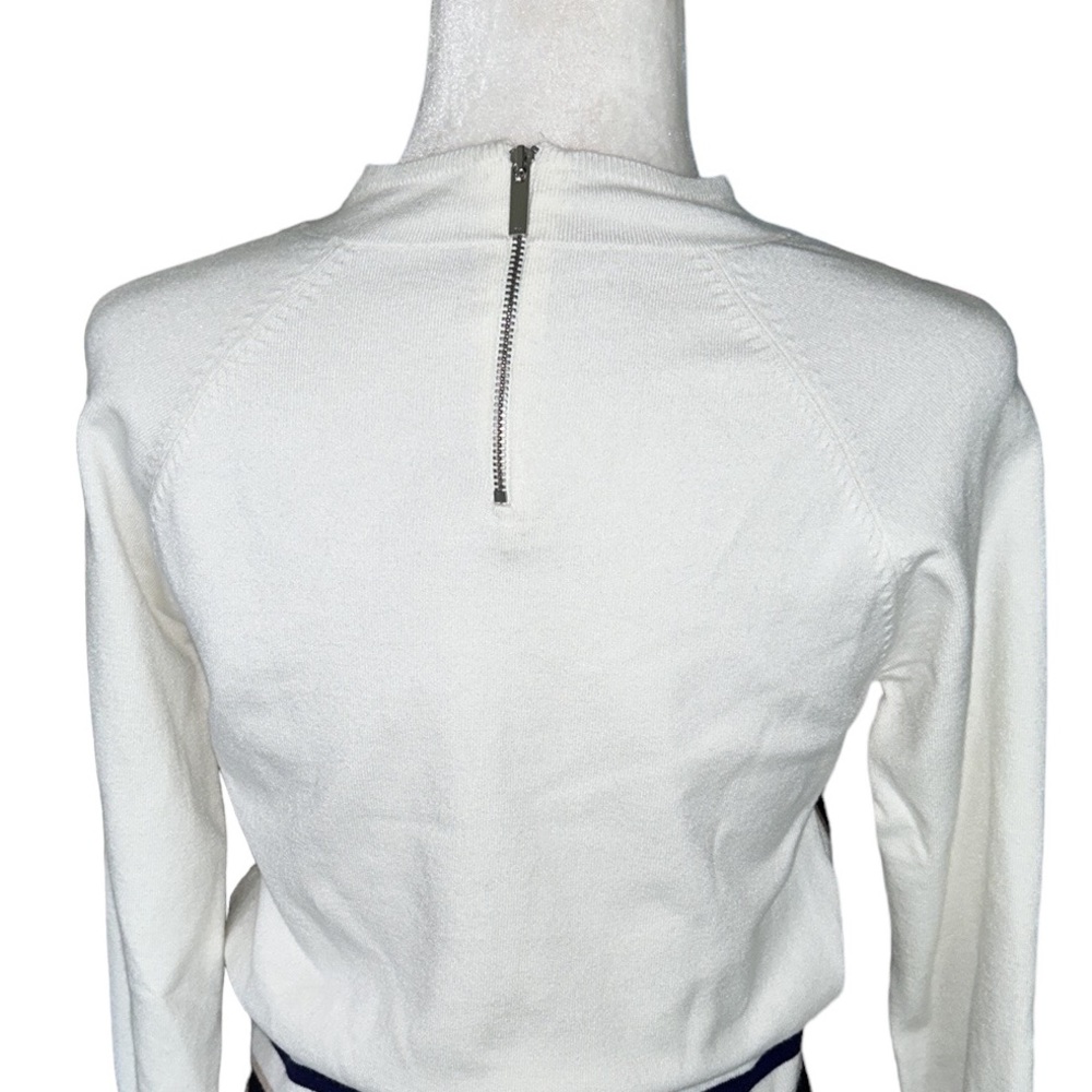 Karen Millen Ivory Placement Stripe Crop Sweater Jumper - L - Picture 9 of 15